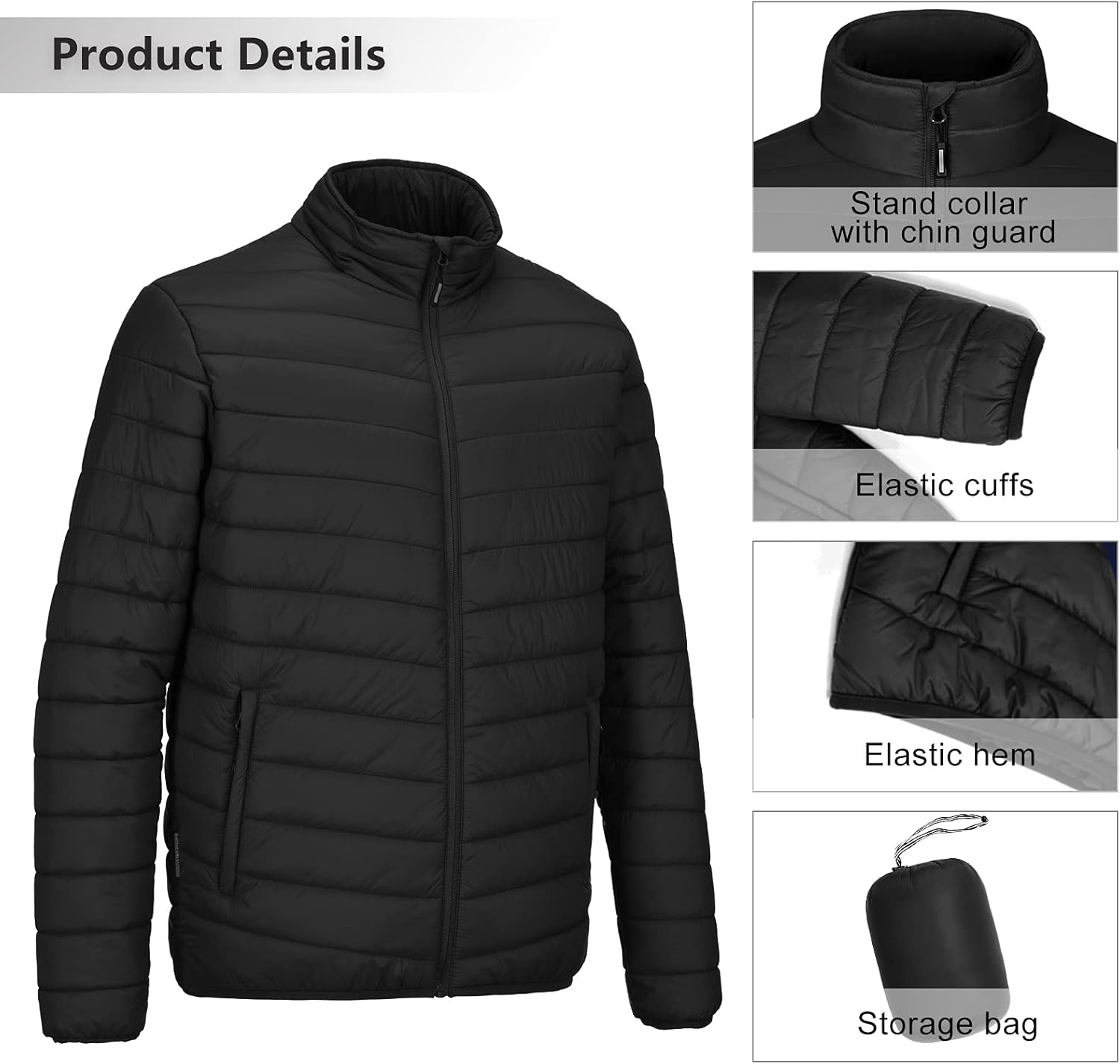 Outdoor Ventures Men's Lightweight Packable Puffer Winter Jacket Insulated Puffy Coat for Snow Ski Hiking Travel (4XL)